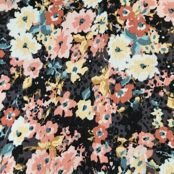 Maurices Black Floral Kimono Colorful Black One Size Shoulder Smocking Bohemiem - Picture 5 of 12